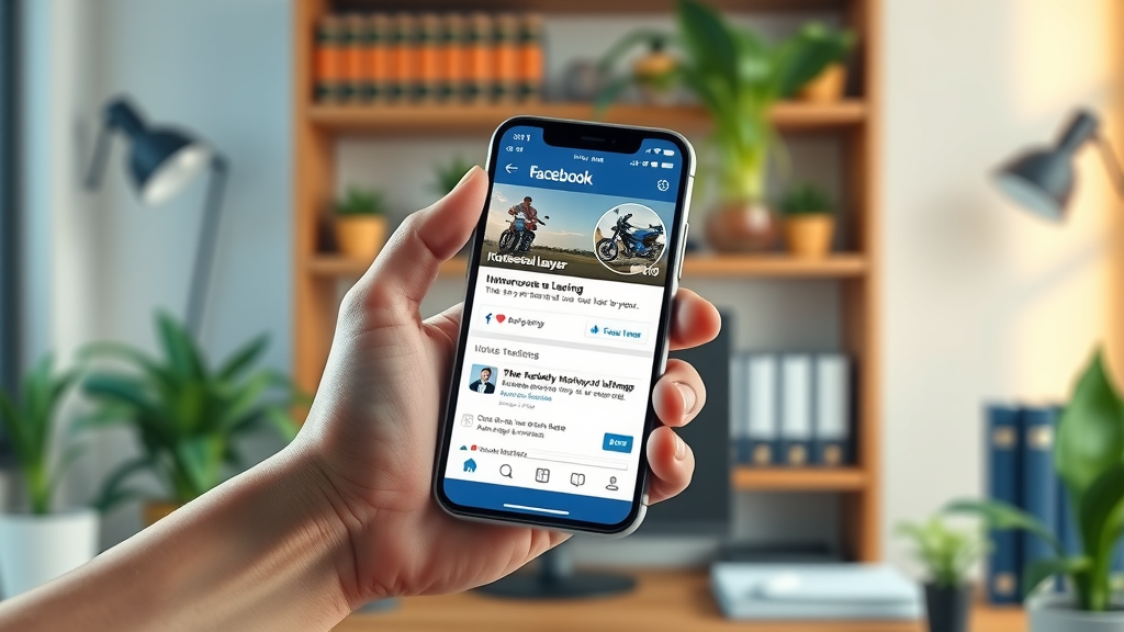 motorcycle lawyer advertising tips - successful injury lawyer Facebook ad on vibrant smartphone screen