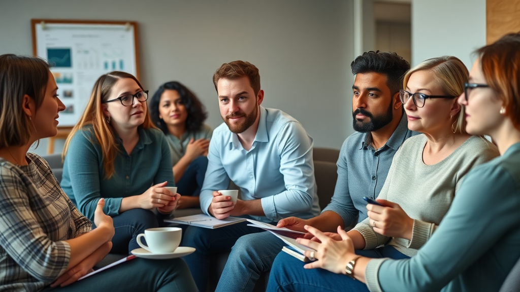 diverse focus group discussing brand experiences - measuring brand perception