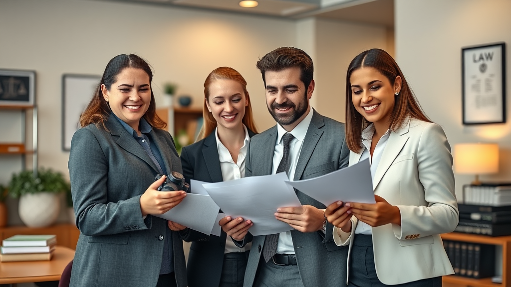 professional law firm team, business profile for lawyers
