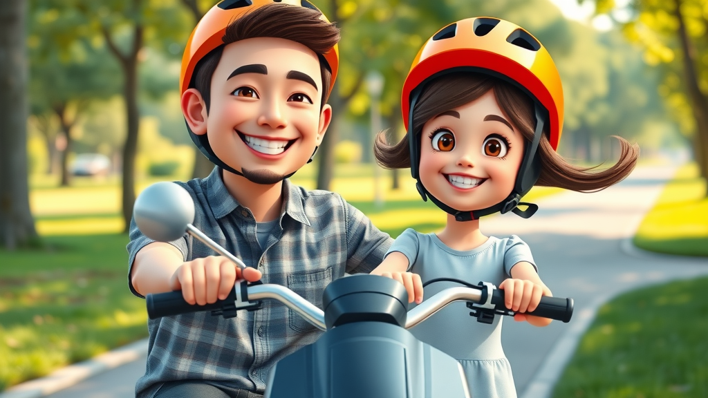parent and child with matching helmets, responsible motorcycle helmet law family