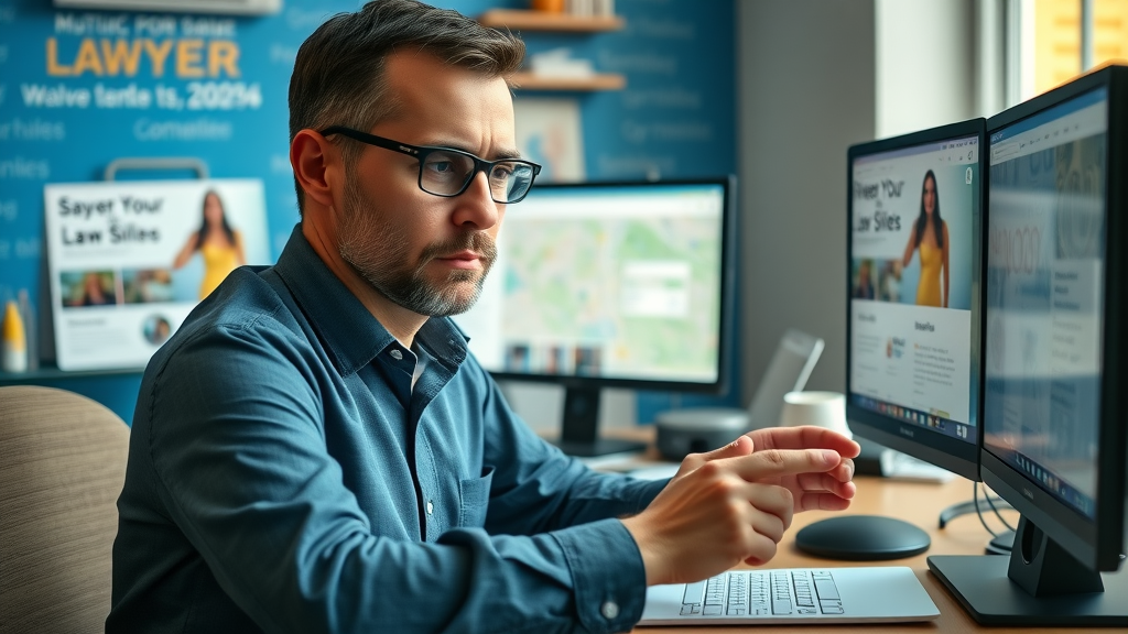 marketing specialist updating Google My Business profile for law firm, motorcycle accident attorney promotion