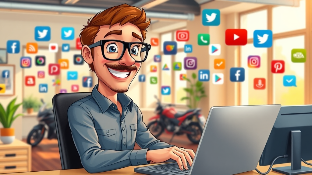 engaged social media specialist managing motorcycle law firm
