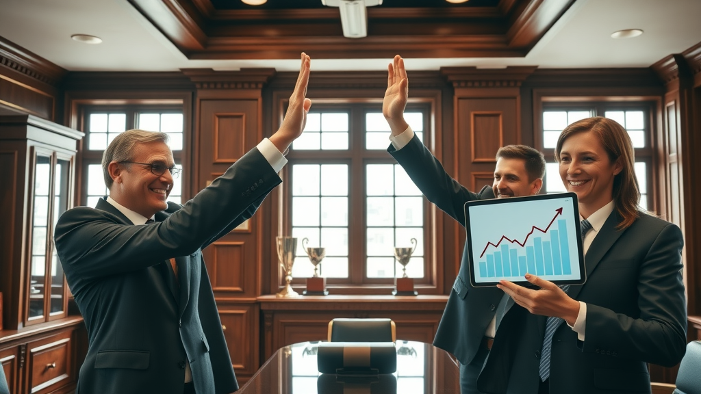 Law firm ppc success attorneys celebrating high ROI from ppc ad campaigns