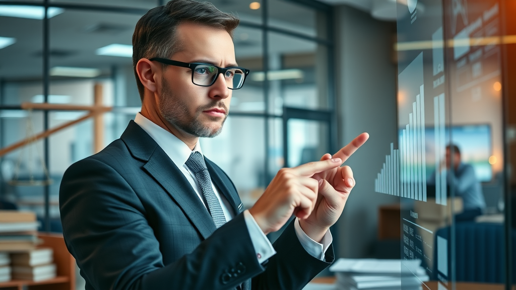 attorney analyzing social media marketing data law firm growth metrics