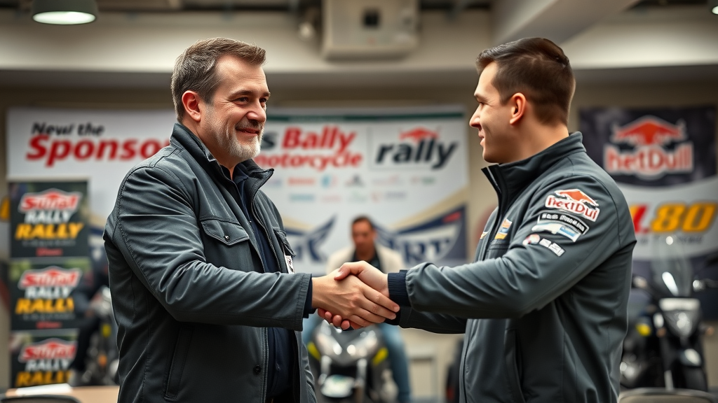 motorcycle rally marketing professional sponsorship deal handshake brand representative manager