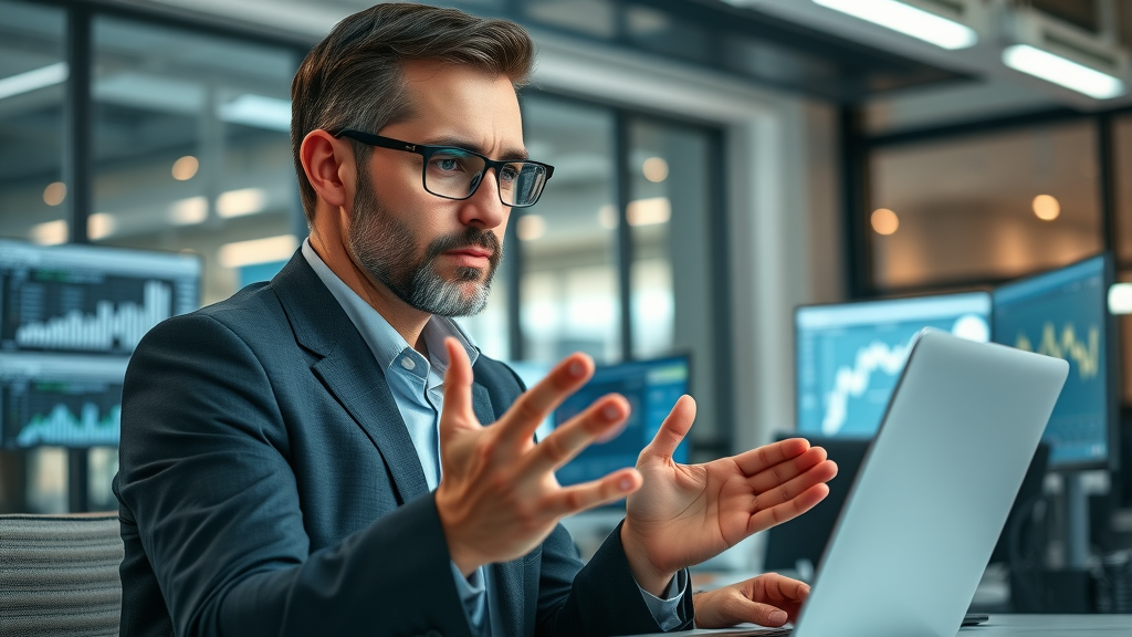 marketing strategist reviewing legal video advertising strategy and statistics