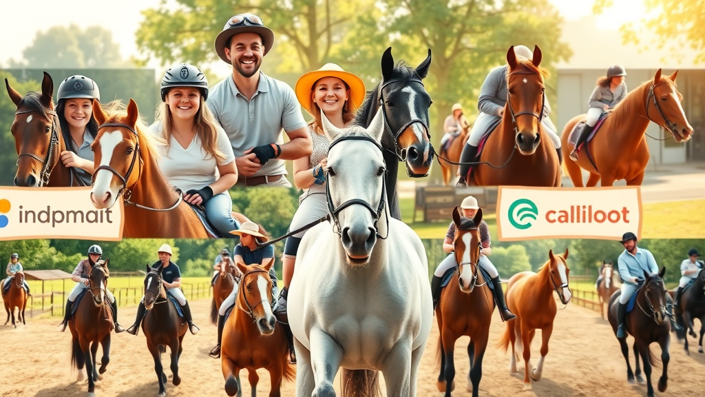 Collage of user-generated equestrian photographs, capturing the community aspect of social media content for rider brands