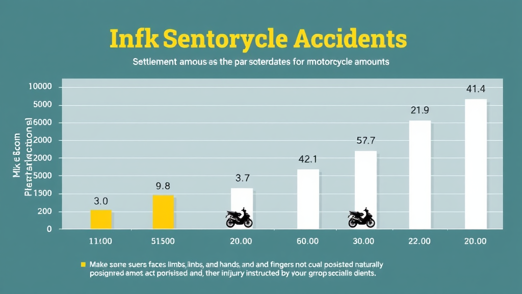 Infographic bar chart illustrating typical motorcycle accident settlement amounts and injury levels.