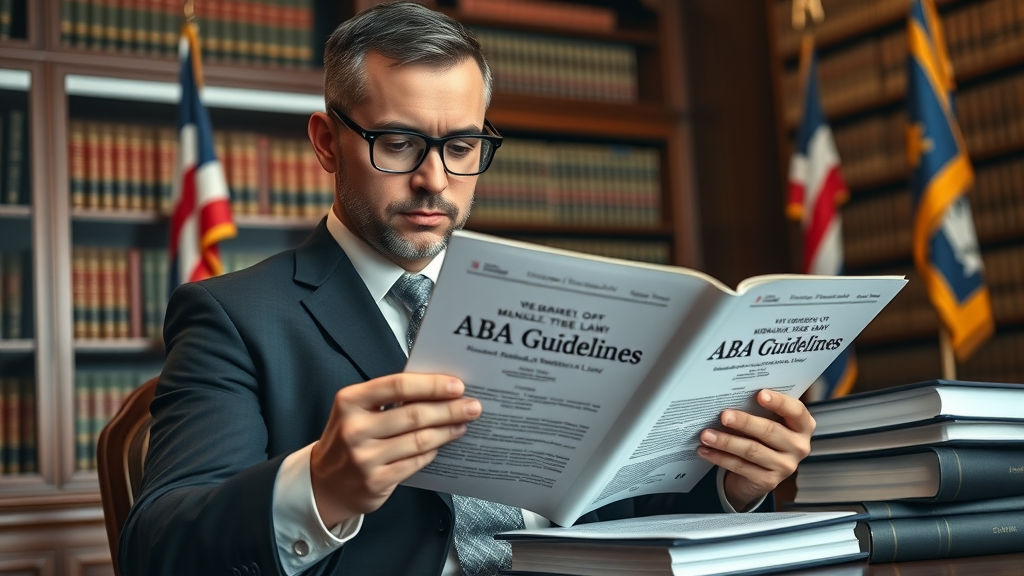 lawyer reviewing ABA guidelines legal advertising compliance state lawbooks