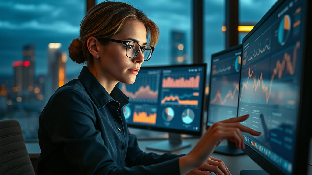 Paralegal analyzing law firm social media marketing performance and KPIs