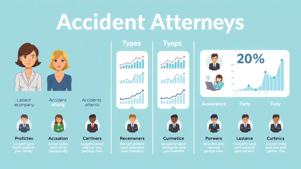 Infographic shows key differences between accident attorneys, focusing on motorcycle accidents, car accidents, and slip & fall cases.
