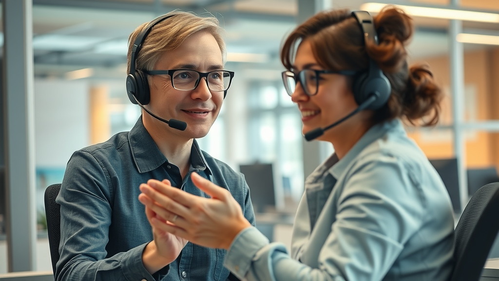 empathetic customer support agent helping rider, brand improvement focus