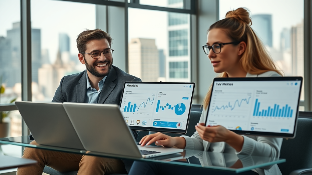 law firm marketing team analyzing digital marketing analytics for legal industry event promotion and social media engagement