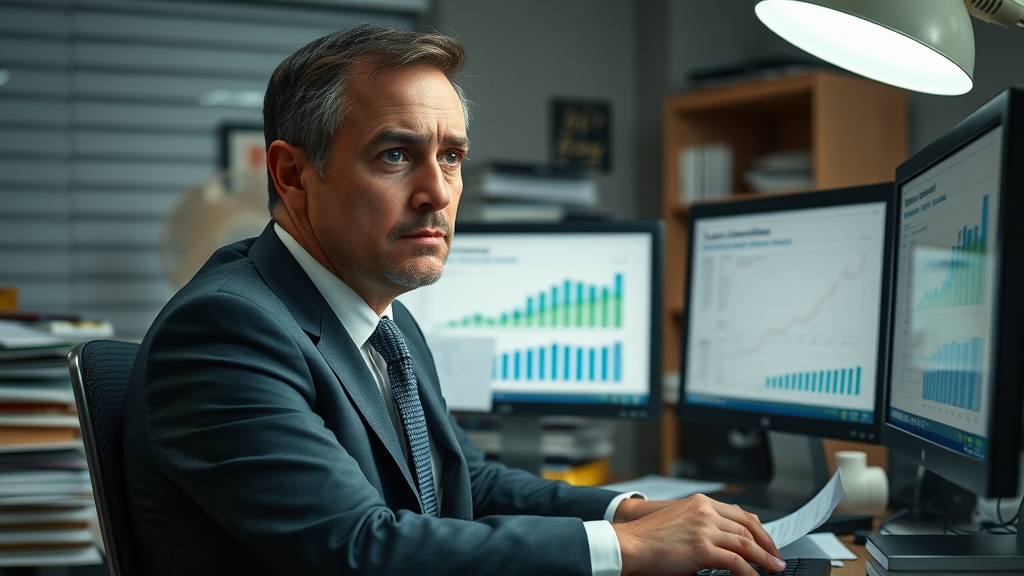 Attorney at desk studying low conversion graphs for motorcycle accident cases