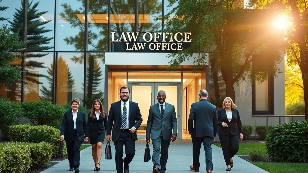 professional law office exterior welcoming group of lawyers social media content for lawyers