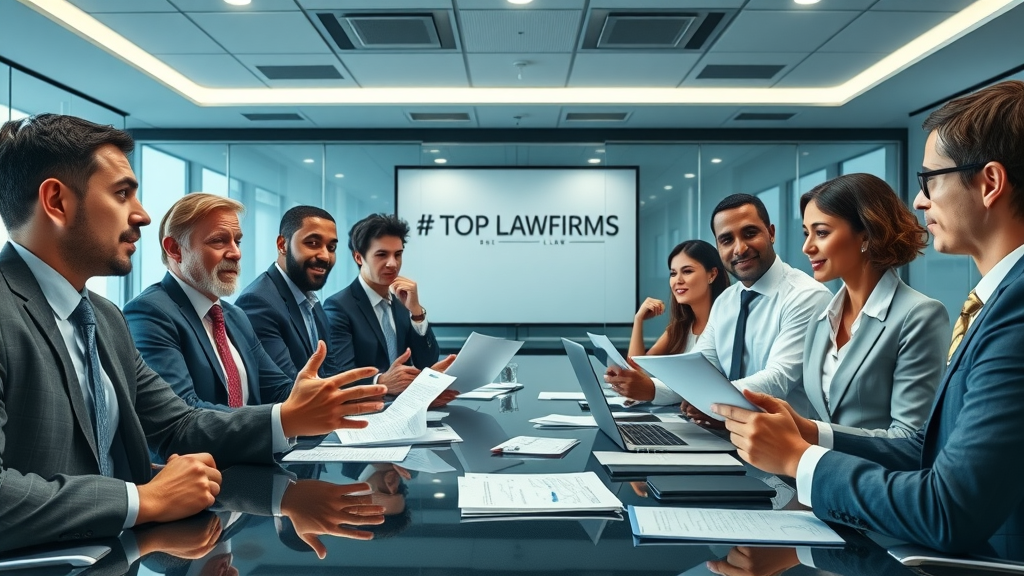 engaging group of diverse lawyers, collaborative motorcycle law practice marketing strategy session