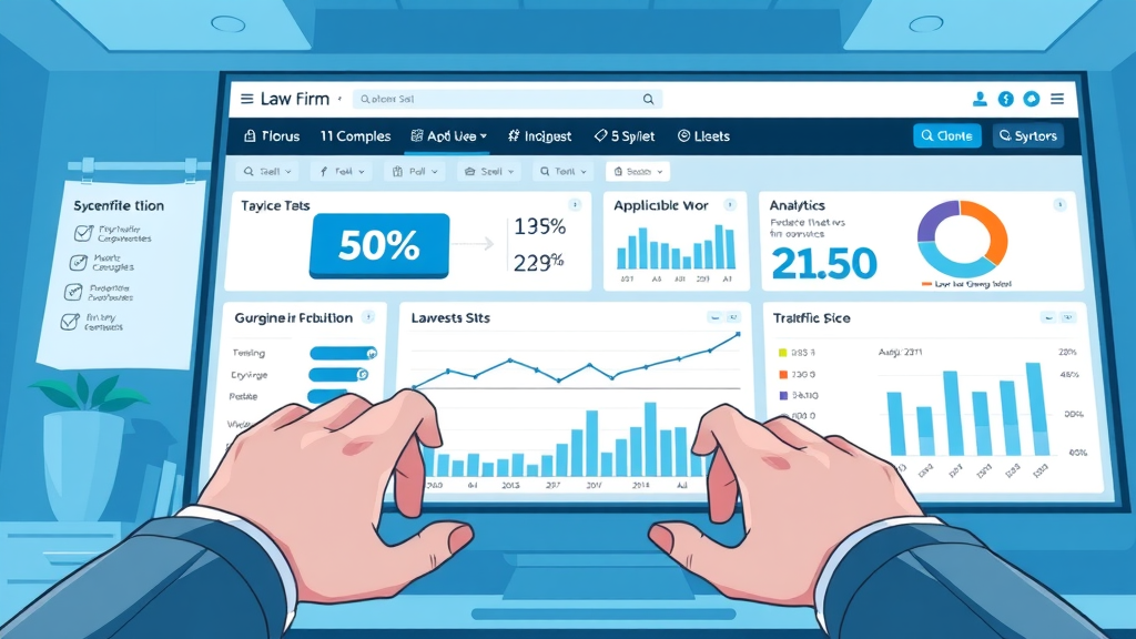 Law firm website with optimized SEO showing online lead generation dashboard and analytics