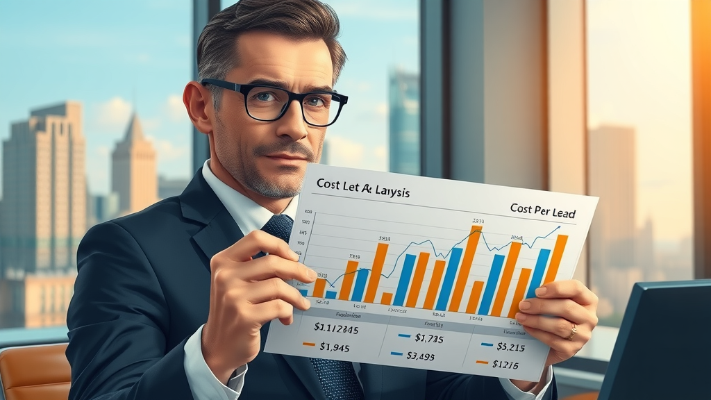 Attorney analyzing cost per lead for client acquisition motorcycle law cases in a legal office setting