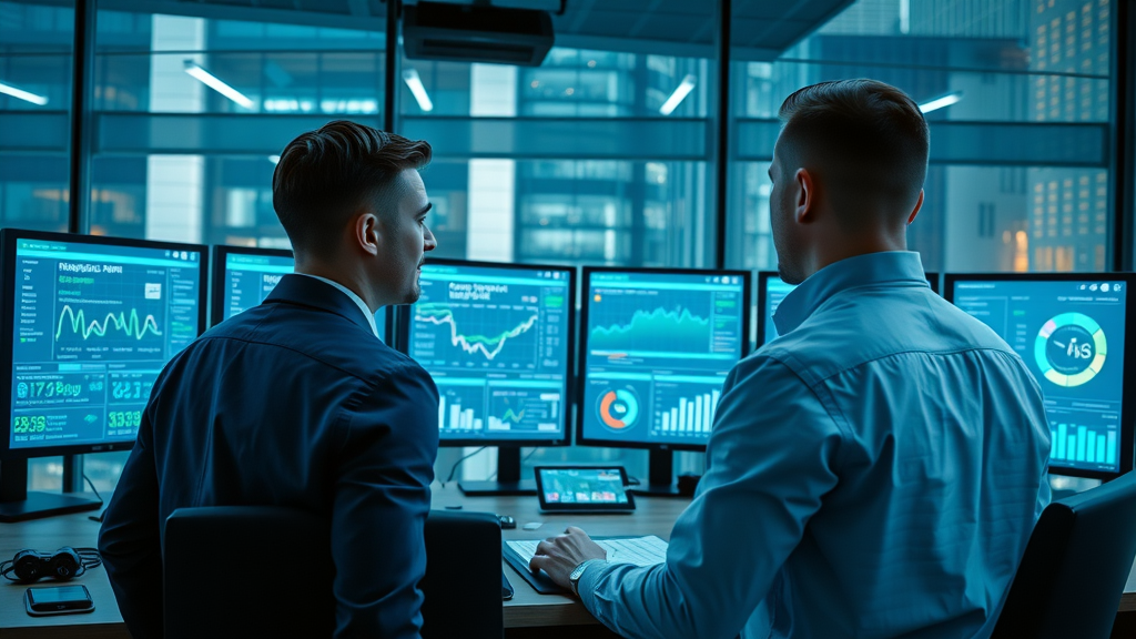 Transit agency experts analyzing rider engagement metrics at a modern control center with digital dashboards