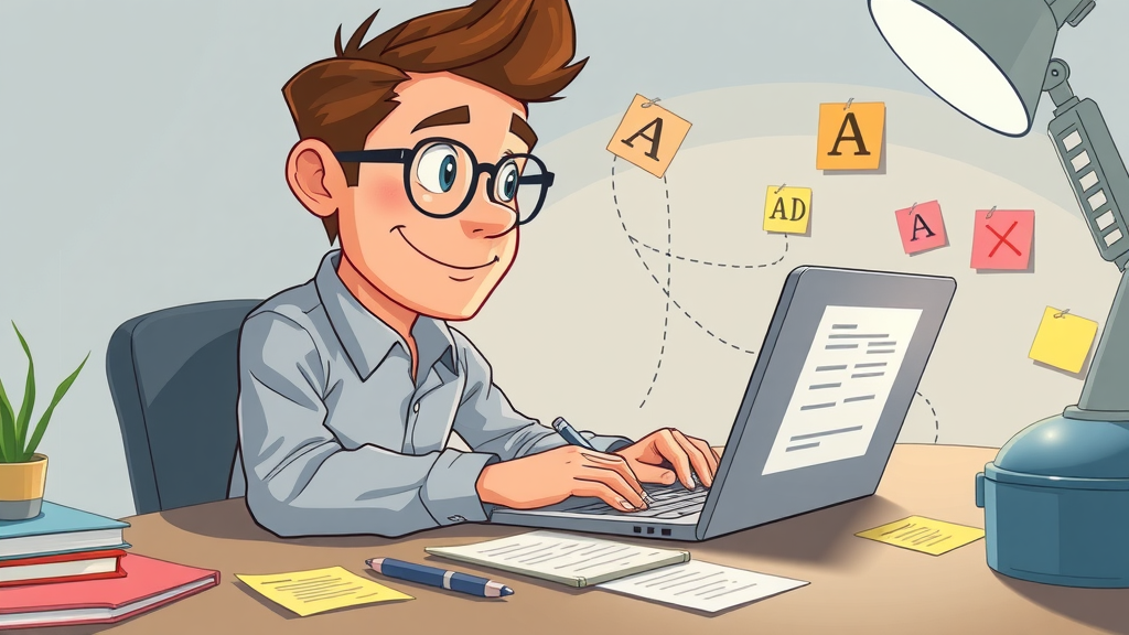 creative copywriter writing high converting ad copy for paid advertising strategies with sticky notes and laptop