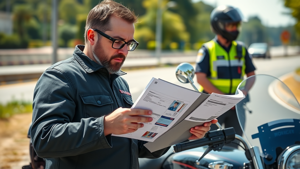 motorcycle safety tips respectful motorcyclist reviewing license official roadside checkpoint safety