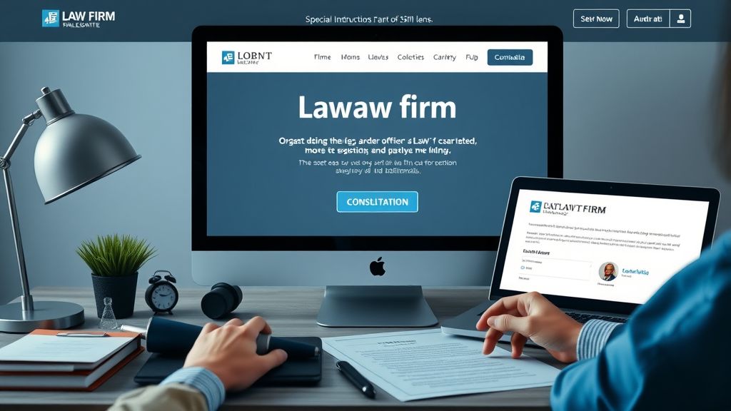 Modern law firm website optimized for motorcycle injury attorney promotion, featuring testimonials and a consultation button.