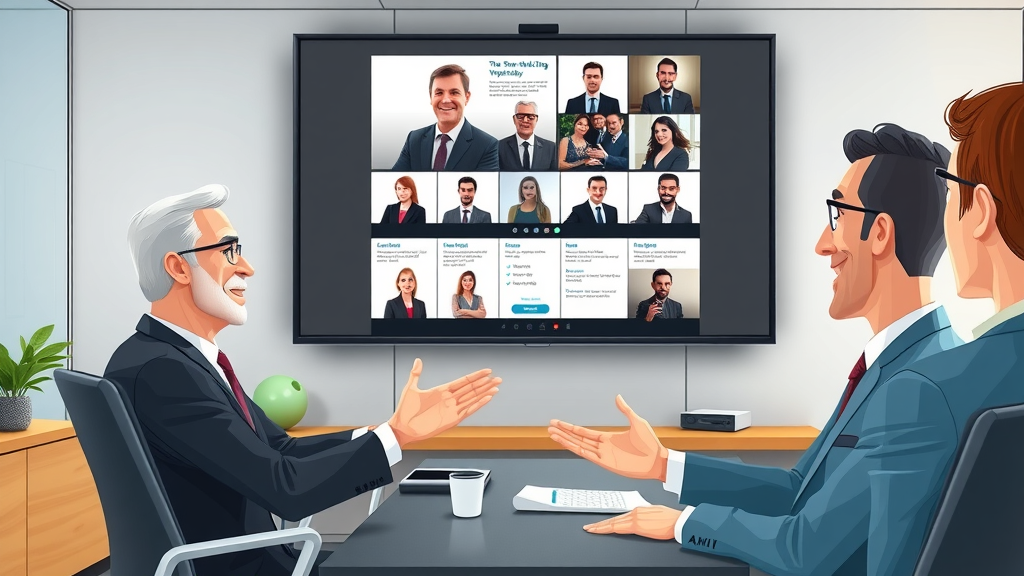 innovative law firm presenting successful video marketing case studies on a video call