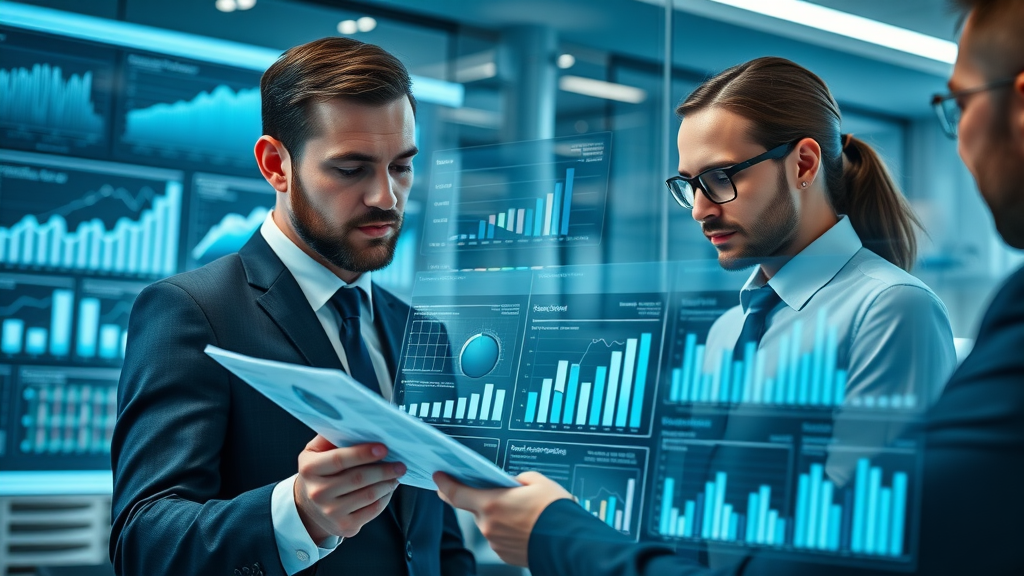 data-driven law firm team reviewing analytical charts to measure brand awareness success