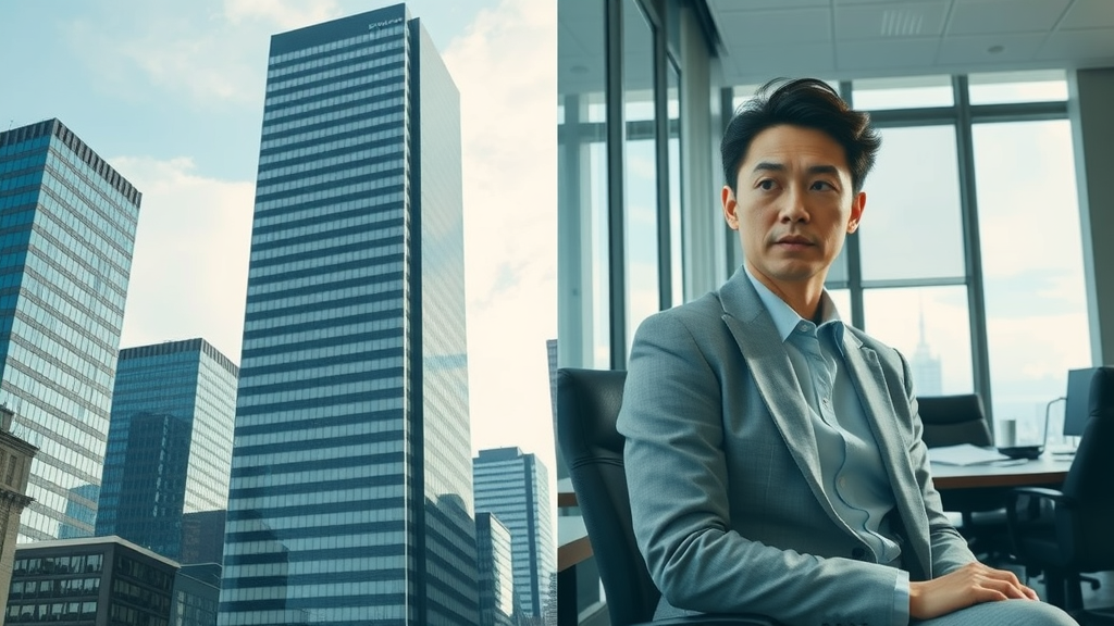 side-by-side visual of large law firm and small boutique firm comparing their social media marketing strategies and office environments