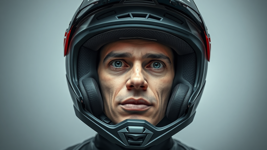 Modern motorcycle helmet cutaway—layers and safety features explained.