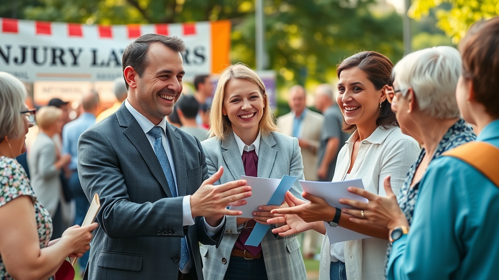 personal injury lawyers volunteering community event building brand awareness for law firm