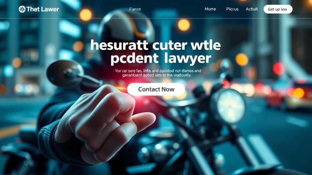 Mobile landing page for motorcycle accident lawyer: Clear call to action, trust symbols, and responsive design