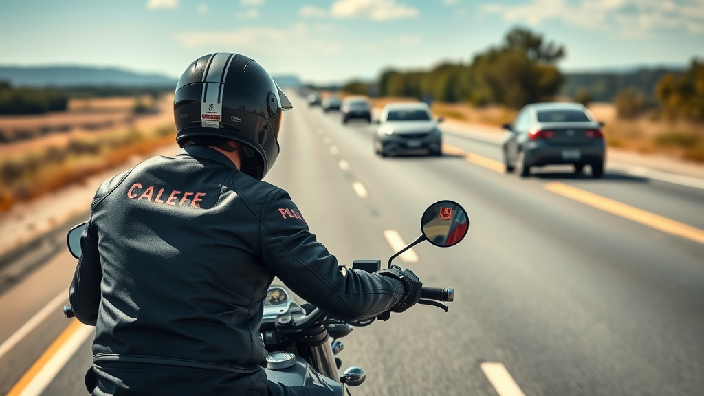 motorcycle legal rights four second rule - motorcyclist maintaining safe distance behind car on open road