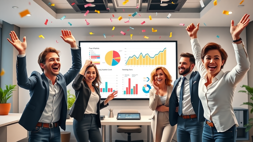 legal marketing team celebrating positive analytics and case signings from SEO efforts