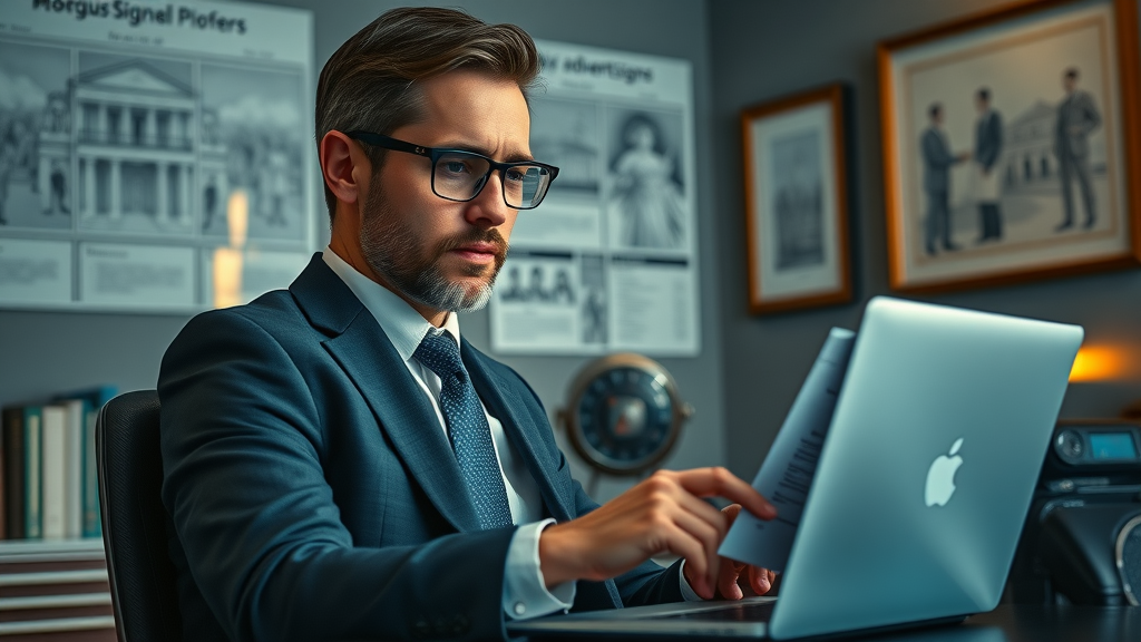 Motorcycle Lawyer analyzing digital marketing statistics for paid advertising campaigns in personal injury law