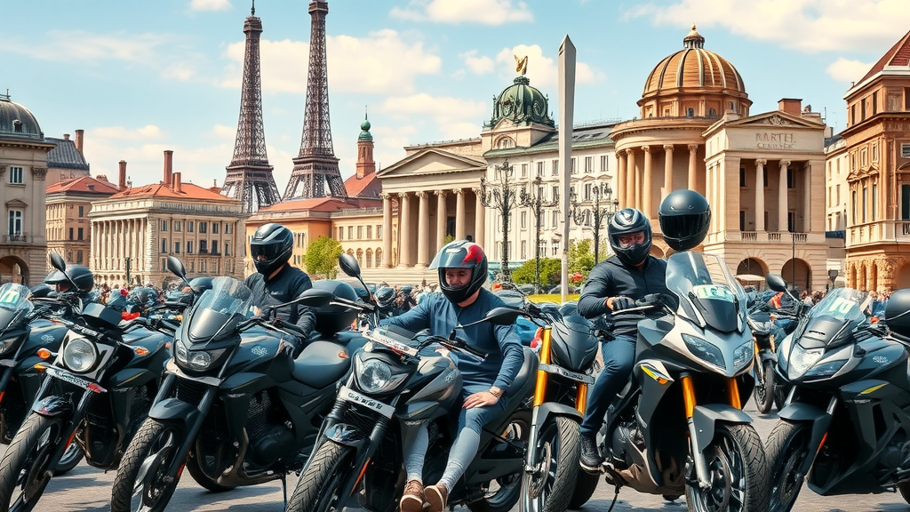 cosmopolitan european city motorcycle market riders