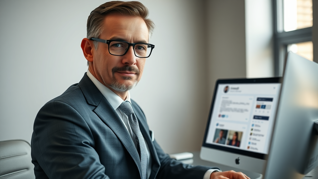 Attorney optimizing law firm social media profile; legal marketing on social media