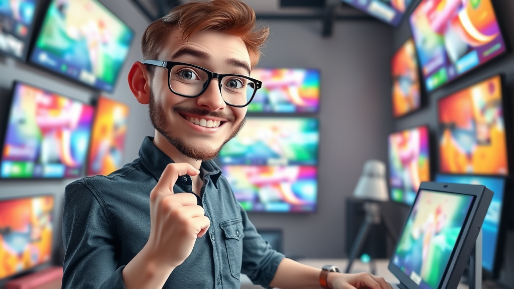 inspiring digital artist designing effective display ad visuals in vibrant creative studio