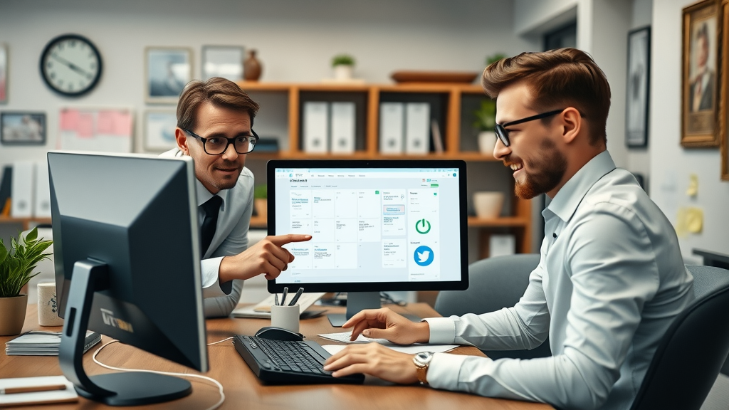 organized workspace, law firm staff scheduling social media posts, social media management for law firms