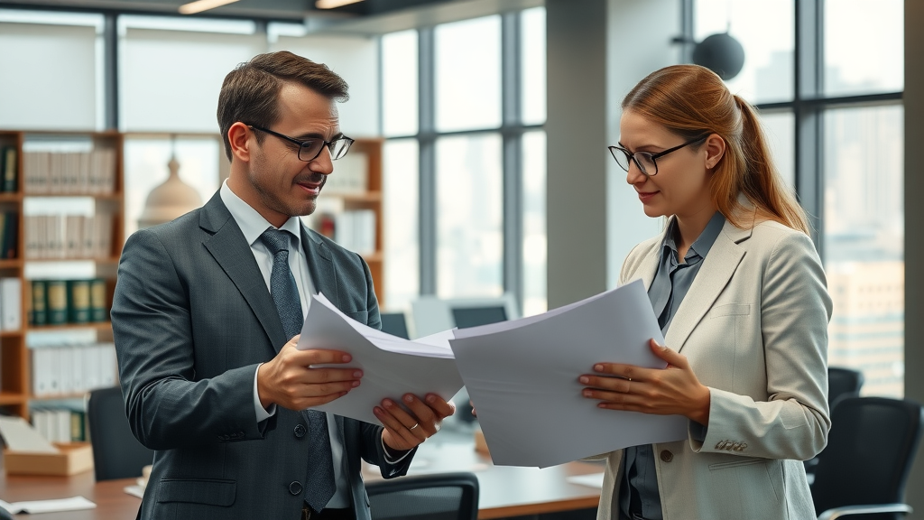Professional law firm office, attorneys collaborating for digital marketing for lawyers