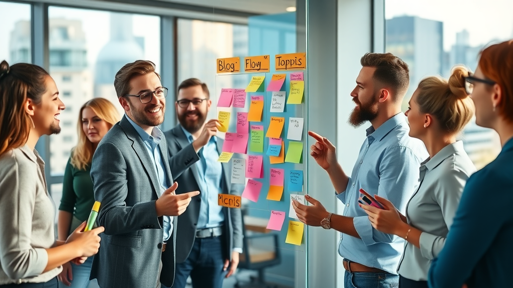 Law firm content strategist creating blog topics for SEO