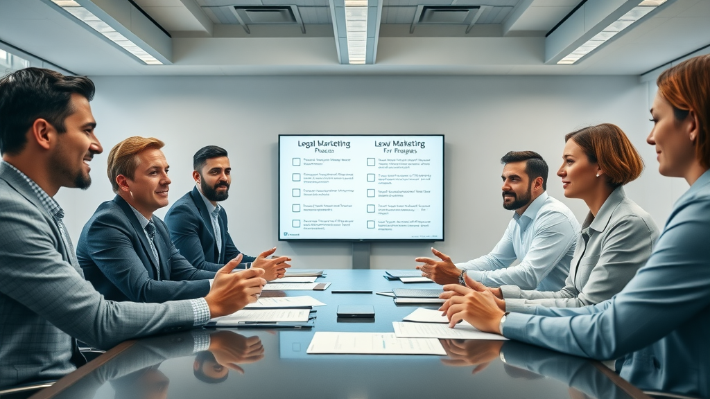 legal marketing team meeting motorcycle lawyer marketing strategy personal injury law firm