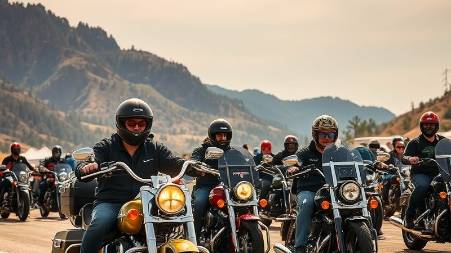 Motorcycle riders at a Black Hills SD rally enjoying the camaraderie.